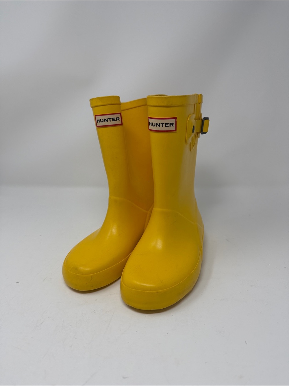 Hunter Kids Yellow Waterproof Rain Boots with Side Buckle